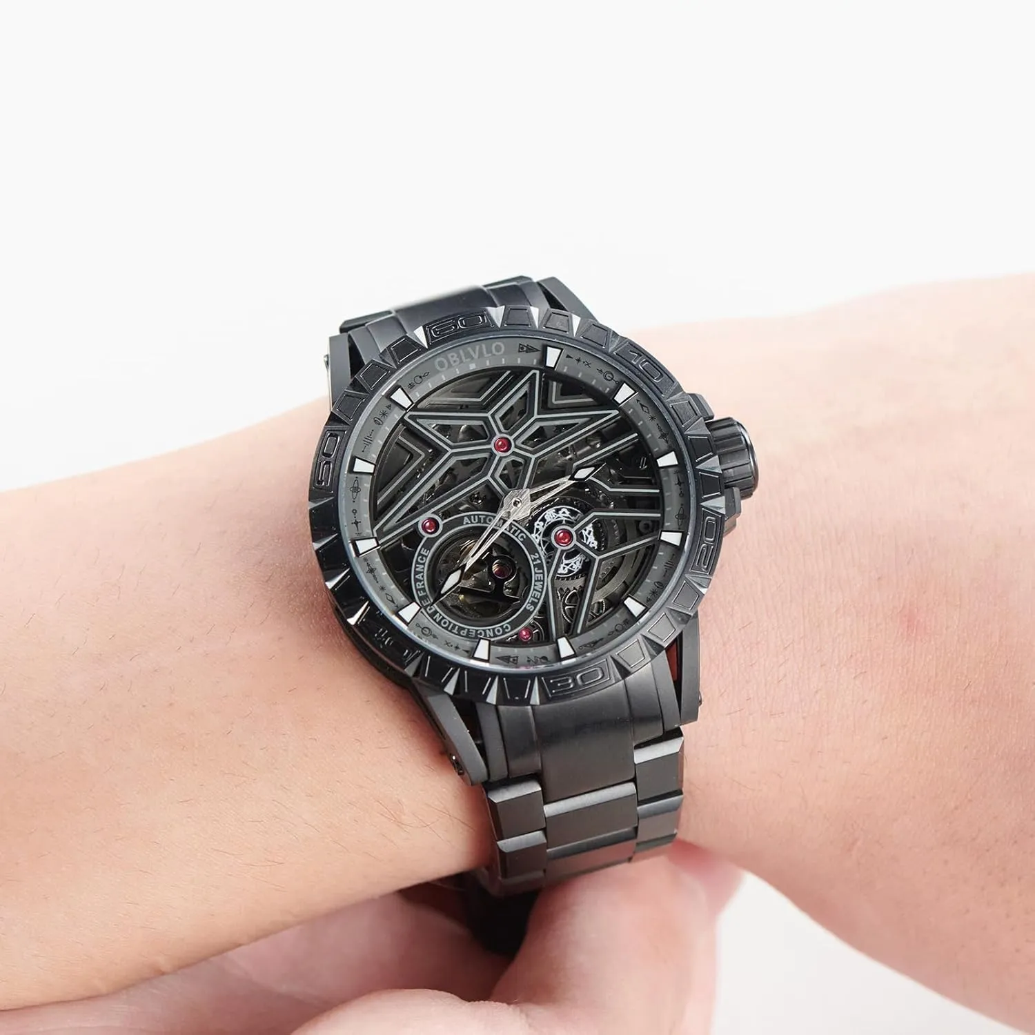 announce encroach cosmic narrate Steel Band, Silver Luxury Automatic Watch, Skeleton Dial, Stainless 