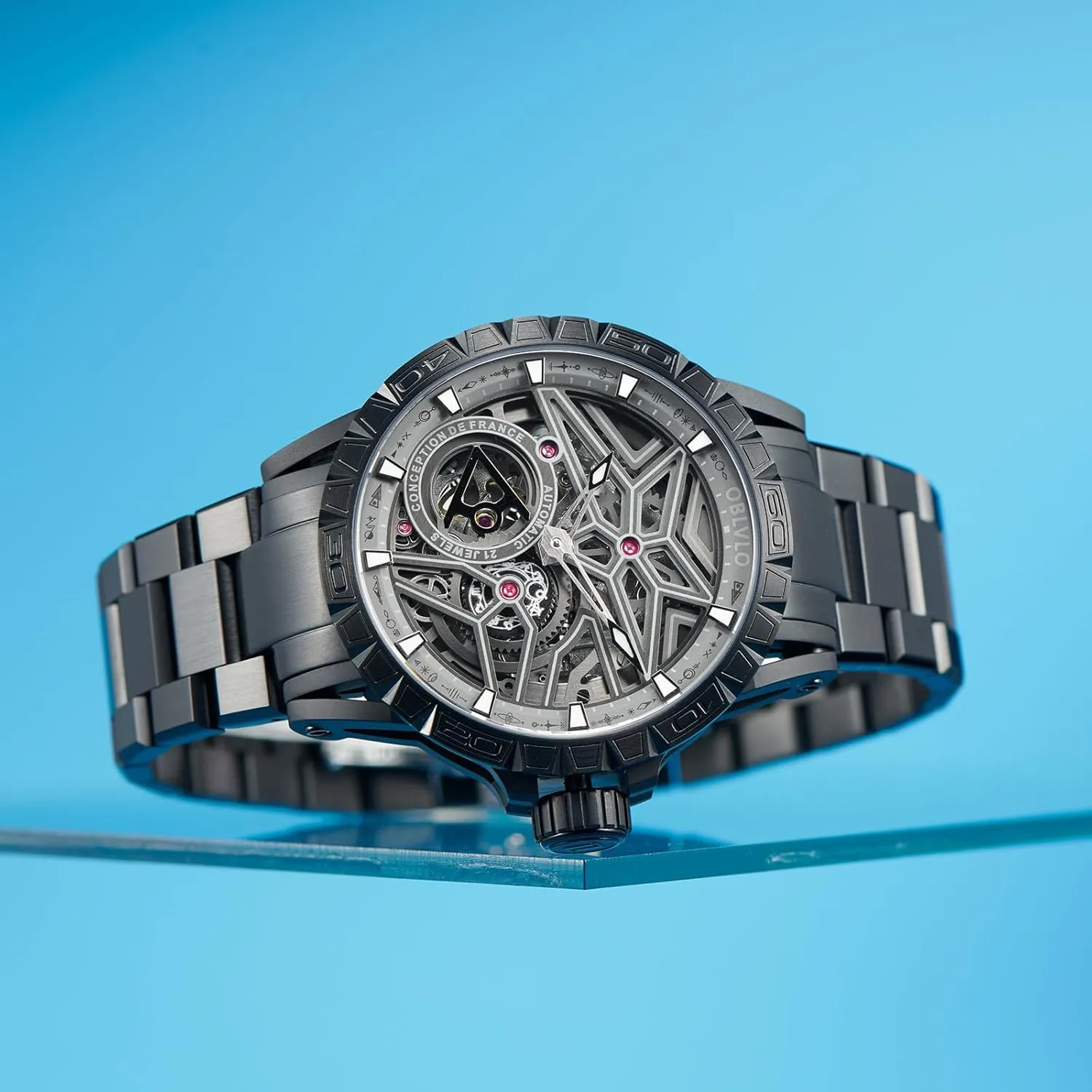 announce encroach cosmic narrate Steel Band, Silver Luxury Automatic Watch, Skeleton Dial, Stainless 