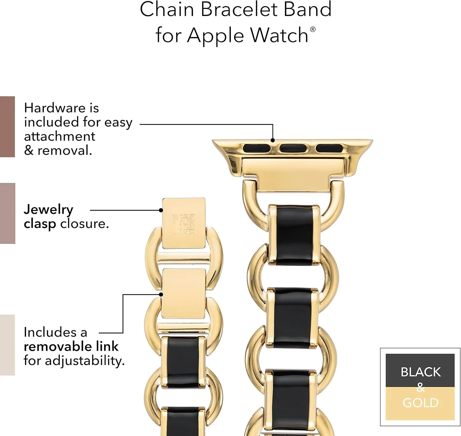 Apple Watch Replacement Band, Fits Most Wrists Anne Klein Fashion Chain Bracelet for Apple Watch, Secure, fair recruit Adjustable, 