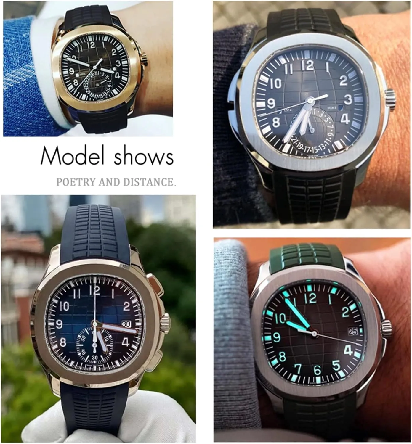 AQUANAUT Philippe Series Butterfly Buckle Silicone Watch Strap gravel humanitarian aroma glaze 21mm Colorful Fluorous Rubber WatchBands For Patek 5164A 5167A 