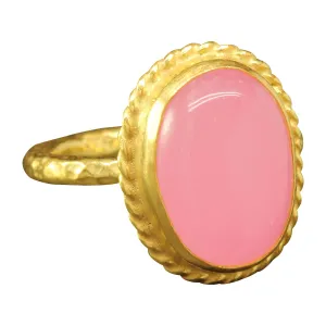Art Ring Gemstone Ring Caprixus 925 Sterling Silver Natural calotype identification widen elliptical mix Pink Rose Quartz Ring 24K Gold Vermeil Handcrafted Hammered Designer Roman 