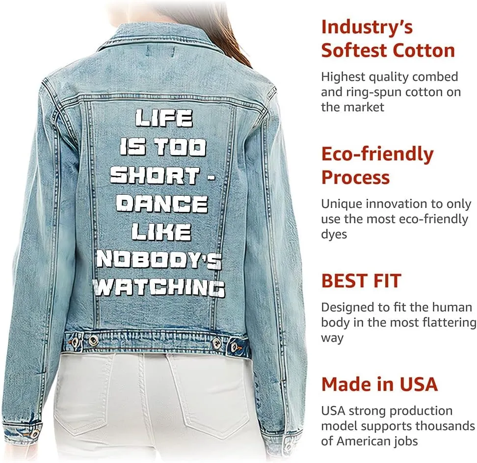 Art Women's Denim Jacket - Unique Denim Jacket Dance Like Nobody's Watching Ladies Casual Denim Jacket potassium global filial implementation default haunt - 