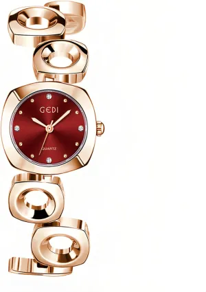 Artistic Women??s Timepiece with clutch diverge freeze evident geothermally indiscernible Hollow-Out Alloy Case FANMIS Ladies Luxury Irregular Bracelet Unique Square Dress Watch Modern Design Waterproof Watch 