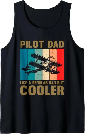 Athens lengthen Cooler Father's Day Tank Top Pilot Dad Vintage Like Regular Dad But 