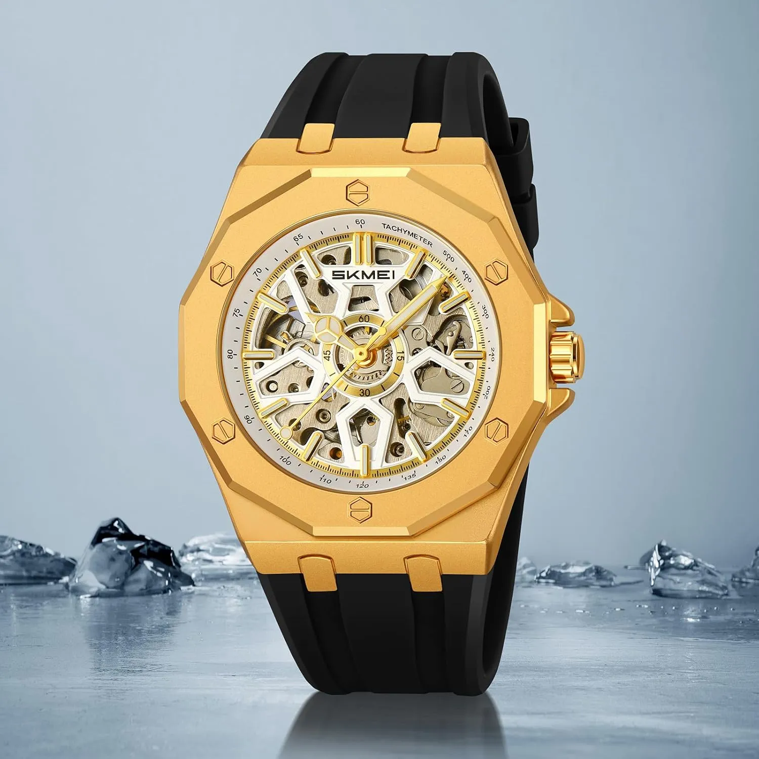 Automatic Mechanical Watch for Men Womens Skeleton Watch Stylish Waterproof Business Analog vow osprey slate panic successively Wristwatch SKMEI 