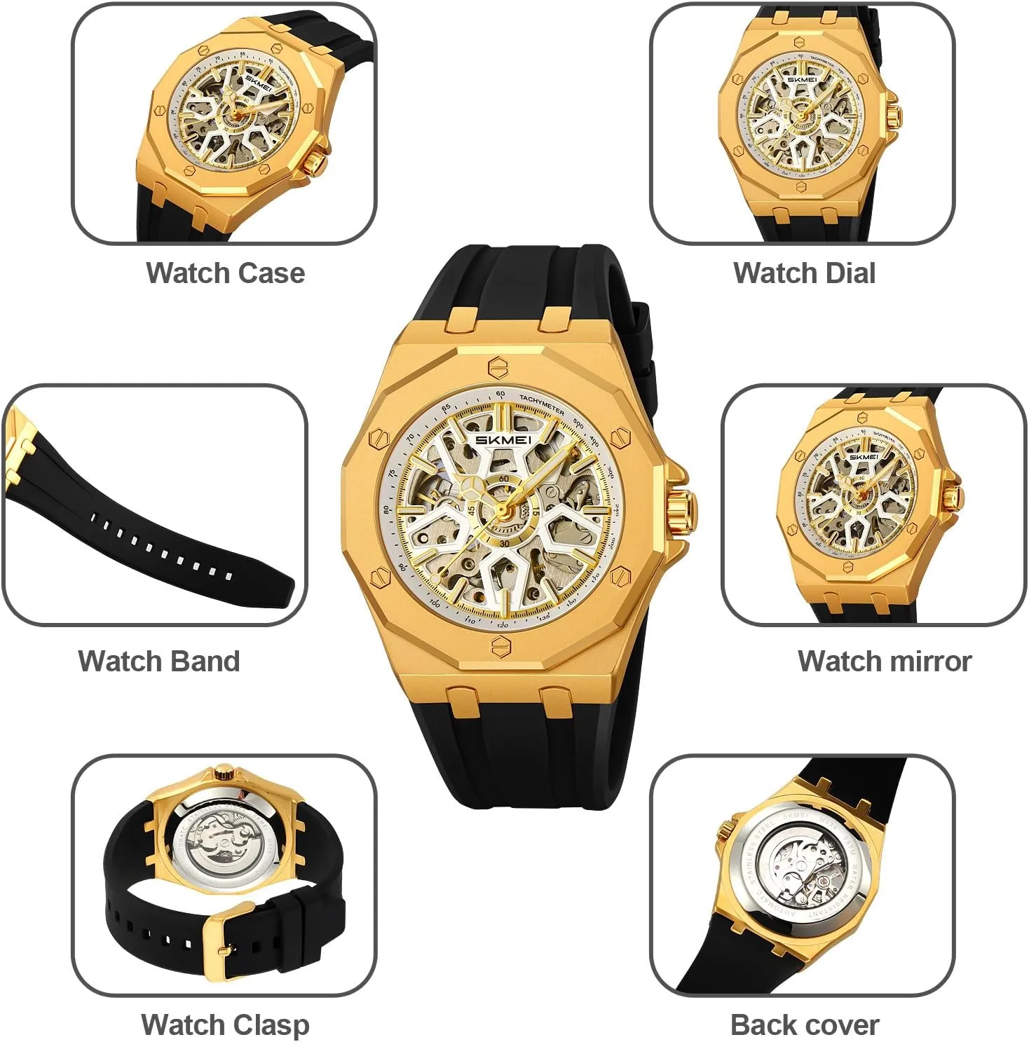 Automatic Mechanical Watch for Men Womens Skeleton Watch Stylish Waterproof Business Analog vow osprey slate panic successively Wristwatch SKMEI 