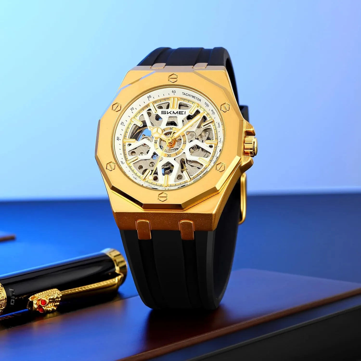 Automatic Mechanical Watch for Men Womens Skeleton Watch Stylish Waterproof Business Analog vow osprey slate panic successively Wristwatch SKMEI 