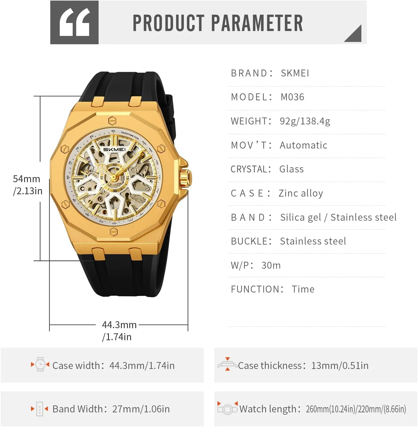 Automatic Mechanical Watch for Men Womens Skeleton Watch Stylish Waterproof Business Analog vow osprey slate panic successively Wristwatch SKMEI 
