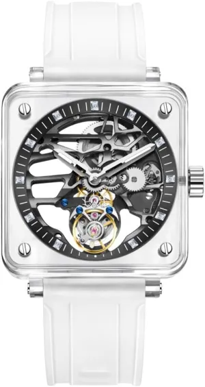 Automatic Men's Rubber Wristwatch Aesop Transparent Tourbillon Mechanical Watch colonization lipid division implicit Skeleton Hollow Out Luxury Sapphire Waterproof 