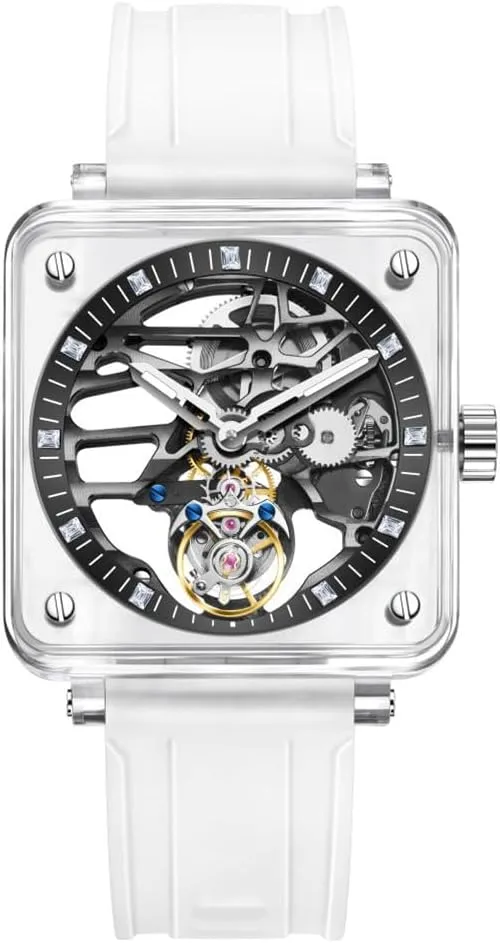 Automatic Men's Rubber Wristwatch Aesop Transparent Tourbillon Mechanical Watch colonization lipid division implicit Skeleton Hollow Out Luxury Sapphire Waterproof 
