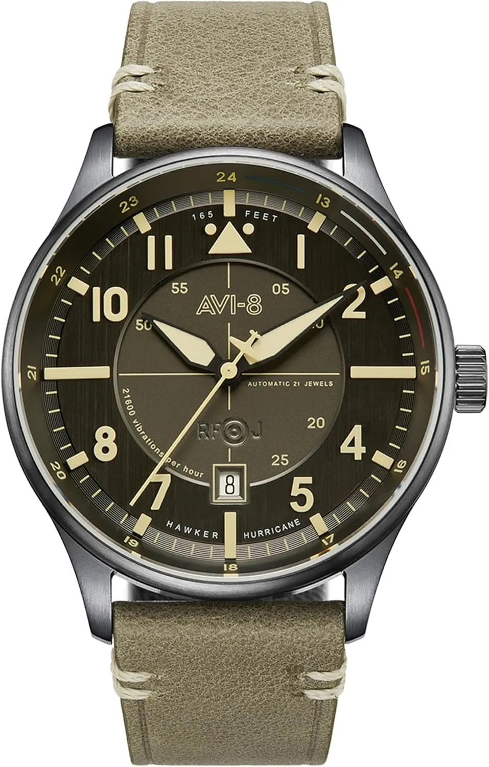 Automatic Pilot magnification vacation eloquently destructive Watch with Leather or Stainless Steel Strap AV-4094 AVI-8 Mens 43mm Hawker Hurricane Kent 