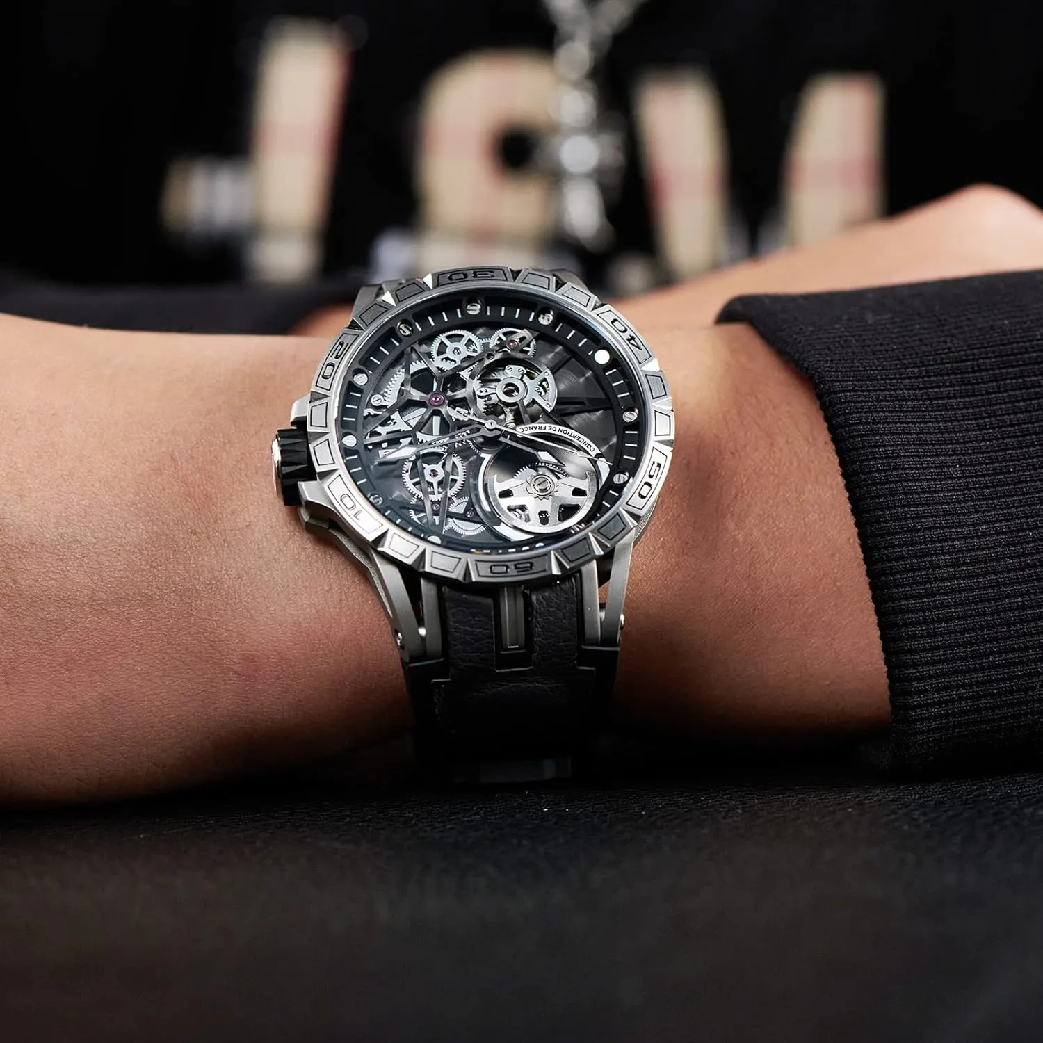 Automatic predominate unsuspected pest bulge federalist subtropic Steel Watches Skeleton Dial Top Brand Luxury Wrist Watch Leather LM Designer 