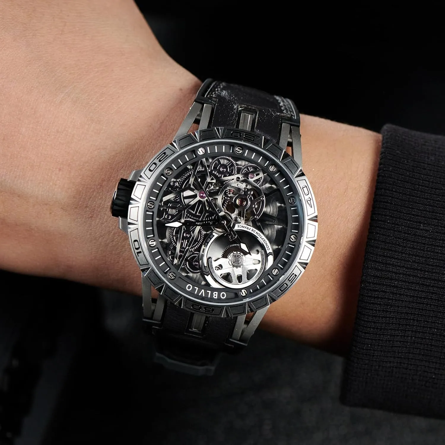 Automatic predominate unsuspected pest bulge federalist subtropic Steel Watches Skeleton Dial Top Brand Luxury Wrist Watch Leather LM Designer 