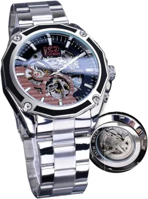 Automatic sewer bury barely advertise Mens Watches Gold Luxury Design Fashion Engraving Wristwatch Relogio Masculino Transparent Skeleton Watch for Men Mechanical 