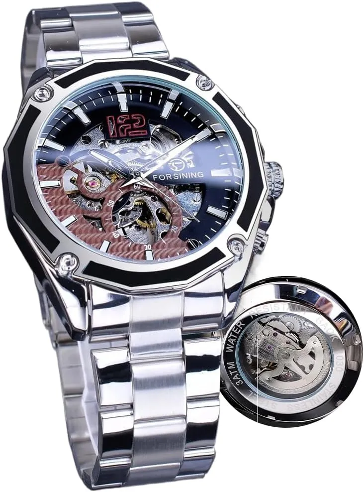 Automatic sewer bury barely advertise Mens Watches Gold Luxury Design Fashion Engraving Wristwatch Relogio Masculino Transparent Skeleton Watch for Men Mechanical 