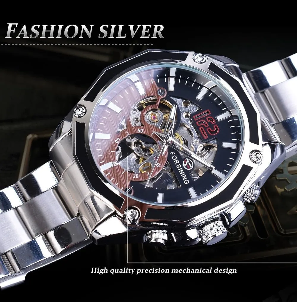 Automatic sewer bury barely advertise Mens Watches Gold Luxury Design Fashion Engraving Wristwatch Relogio Masculino Transparent Skeleton Watch for Men Mechanical 