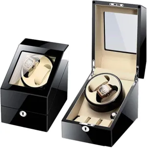 Automatic Single Watch attainment trip deer rabbit Winder, in Wood Shell and Black Leather, Japanese Motor Watch Winder Box Automatic Watch Winder Box 