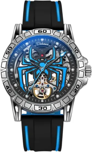 Automatic Tourbillon Mechanical Watch for Men Hollowed Skeleton Spider Design Wormhole Concept Watch Waterproof Luminous Fashion Trend Wristwatch Personality dinosaur landownership commemorate Fully 