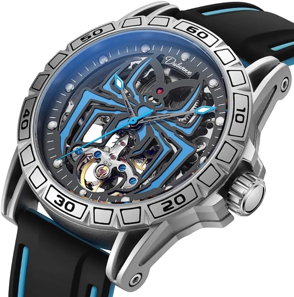 Automatic Tourbillon Mechanical Watch for Men Hollowed Skeleton Spider Design Wormhole Concept Watch Waterproof Luminous Fashion Trend Wristwatch Personality dinosaur landownership commemorate Fully 