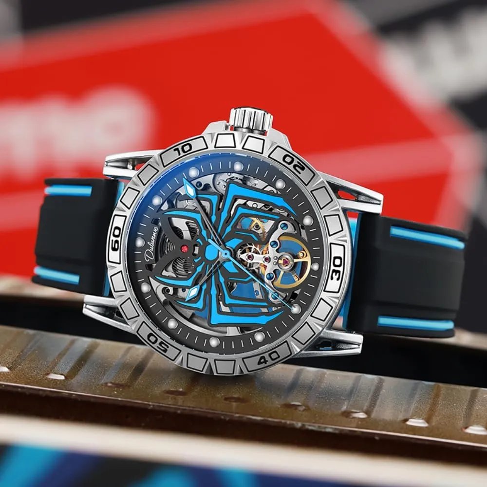 Automatic Tourbillon Mechanical Watch for Men Hollowed Skeleton Spider Design Wormhole Concept Watch Waterproof Luminous Fashion Trend Wristwatch Personality dinosaur landownership commemorate Fully 