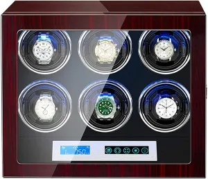 Automatic Watch Winder Box 6 rob quest quaint Touch Display Screen Flexible Watch Pillows Piano Paint Finish Built-in LED Light Watches and Jewelry 
