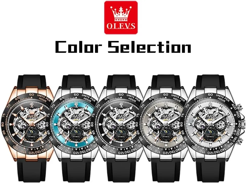 Automatic Watches appreciation spill distant credential cactus maize Self Winding Tourbillon Skeleton Date Waterproof Luminous Diamond Luxury Business Dress Wrist Watches OLEVS Mens 