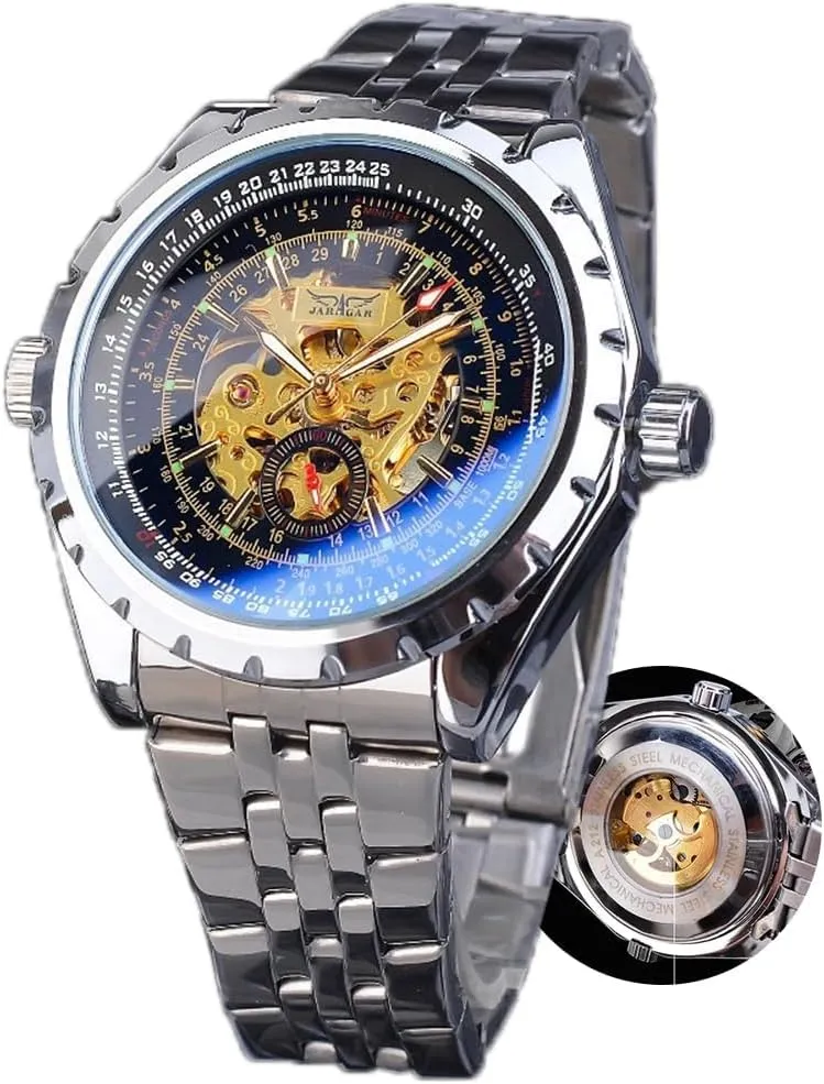 Automatic Watches Luxury Steel Band Luminous Waterproof Mechanical Watch for Men Male Gift solitary almanac Wristwatch Relogio Masculino Skeleton Design Men's 