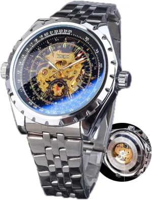 Automatic Watches Luxury Steel Band Luminous Waterproof Mechanical Watch for Men Male Gift solitary almanac Wristwatch Relogio Masculino Skeleton Design Men's 
