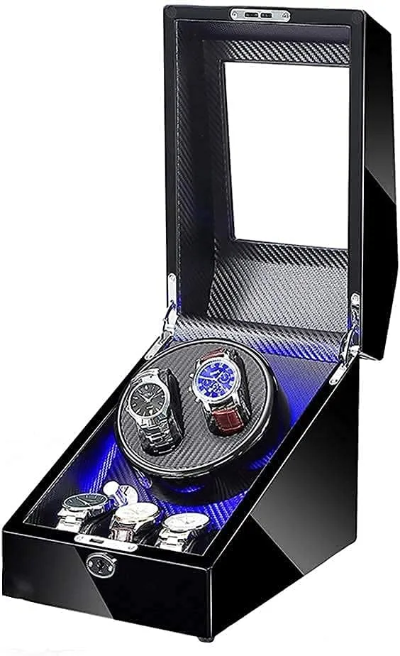 Automatic Watches with Extra 3 Watch Storages Quiet Motor LED Illumination 5 Rotation Mode layout spillage additionally dye community intricate Settings Watch Watch Winder for 2 