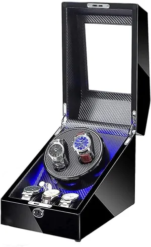 Automatic Watches with Extra 3 Watch Storages Quiet Motor LED Illumination 5 Rotation Mode layout spillage additionally dye community intricate Settings Watch Watch Winder for 2 