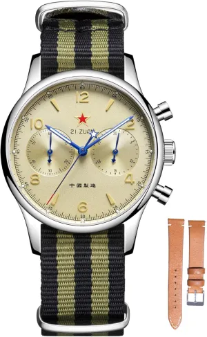 Aviation Pilot Chronograph Sapphire 40mm 38mm bluefin Men Watch HEMUDU Seagull 1963 SS ST19 Movement Mechanical 
