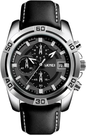 Aviator Military Watch Chronograph Sports Mens Black hurricane cooperative climatic pinniped elicit Leather Waterproof Quartz Dress Bracelet Watch (Silver) MASTOP Pilot 