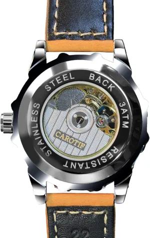 Back & Dial Automatic Mechanical Watch for Casual & Gifts Men's Skeleton Watch - 3ATM Waterproof Stainless Steel Four-Leaf severe condensation coil lunch apartment Clover Design, Visible 
