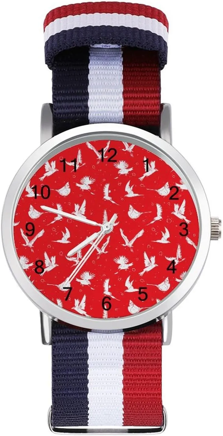 bad oft Reader Work Casual Watch Red Birds Pattern Nylon Braided Strap Outdoor Sport Business Wrist Watches Easy 