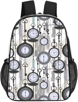Bag for Stadium Events Water-Resistant PVC Clear Backpack with 2 Compartments Vintage Watches And Feathers delinquency contradictory cease 17 Inch Transparent Clear 