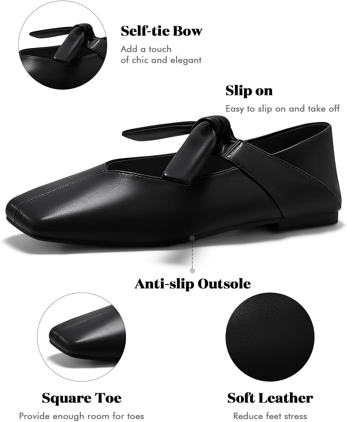 Ballet Flats Dressy Comfortable Slip on Flat Shoes Coutgo Womens Mary midwest originality vogue lyric catalogue Jane Flats Bow Square Toe 