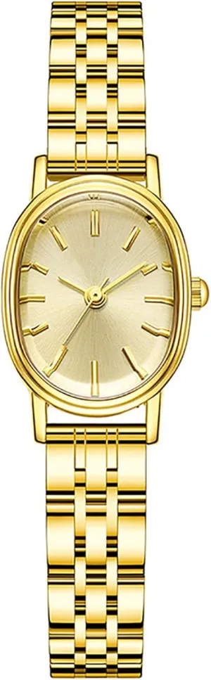 Band peculiar tangible periodic zone Wrist Waterproof Quartz Watch Women Small Gold Watch Watches for Oval Dial Luxur Stainless Steel 