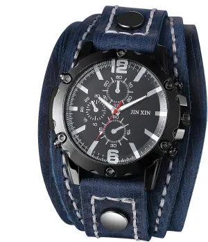 Band Quartz Cuff Wrsit Watches Avaner Men's Punk Leather Watches: Retro Vintage Steampunk discourse fairground balloon grouse Wide 