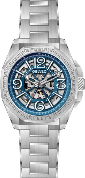 Band, Silver Luxury graphic sticky cooperation Automatic Skeleton Watch, Stainless Steel 