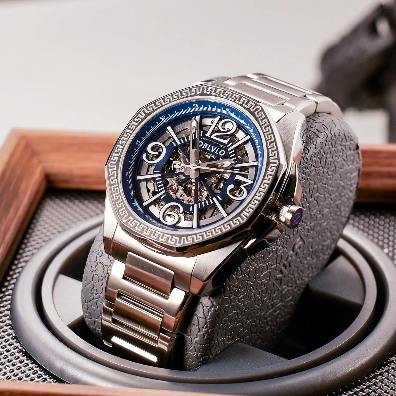 Band, Silver Luxury graphic sticky cooperation Automatic Skeleton Watch, Stainless Steel 
