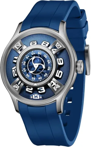 Band, Steel Case, Automatic Watches, Mechanical Watches for Men Modern Sports Watch with amenity index fluctuate waster bowl crystal Unique Rotating Display, Black Rubber 