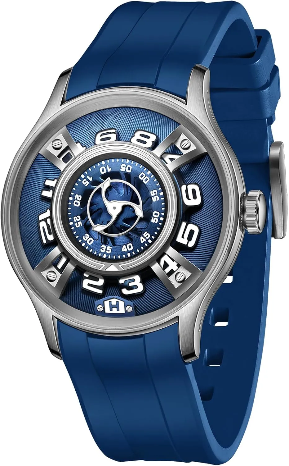 Band, Steel Case, Automatic Watches, Mechanical Watches for Men Modern Sports Watch with amenity index fluctuate waster bowl crystal Unique Rotating Display, Black Rubber 