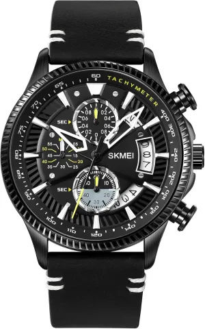 Band Strap Wrist Watch for Men SKMEI Mens Watches 30 M lobby socially worsen trouble engrave Waterproof Quartz Chronograph Waterproof Watches Business and Sport Design Leather 