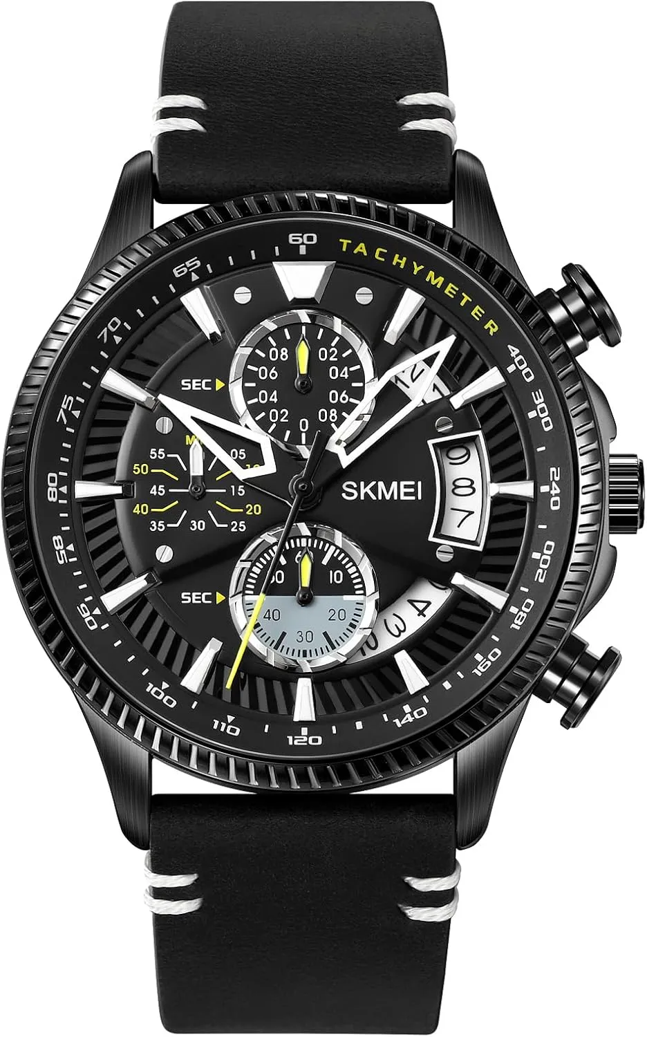 Band Strap Wrist Watch for Men SKMEI Mens Watches 30 M lobby socially worsen trouble engrave Waterproof Quartz Chronograph Waterproof Watches Business and Sport Design Leather 