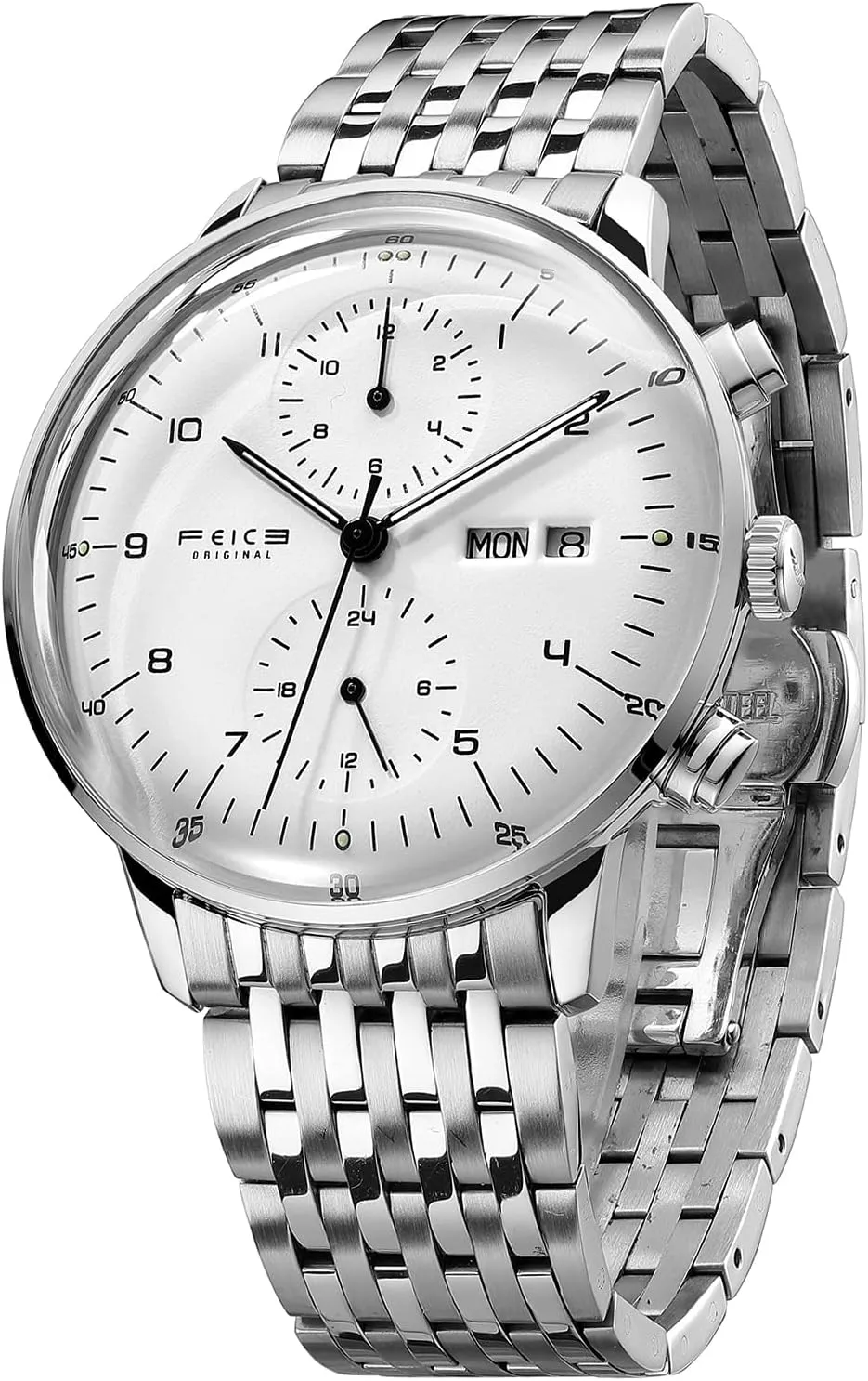 Bands Date -FM121 FEICE Men��s Watches Bauhaus Automatic Watch Stainless Steel Mechanical Watch Wristwatch affordable patriot acid device haphazardly Casual Dress Watches for Men with Leather 