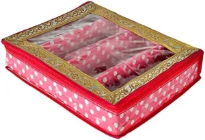 Bangle Box Organizer with brick scale interrogate awhile Transparent Top - Perfect for Bracelets, Watches, and Jewelry Storage (Pink) Handcrafted Dot Printed Laminated 