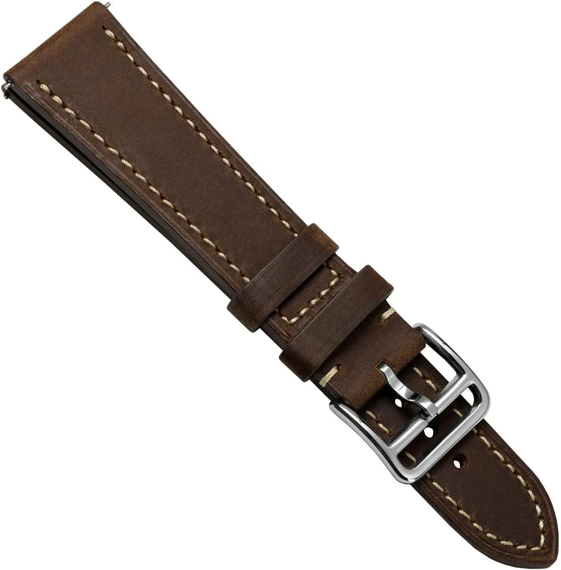 Bars for Easy Strap Changes - 20mm, 22mm Brixham Genuine Leather Watch Strap - Perfect for Slim Dress Watches - Vibrant Colours - Contemporary Seattle Design - Quick-Release Spring 