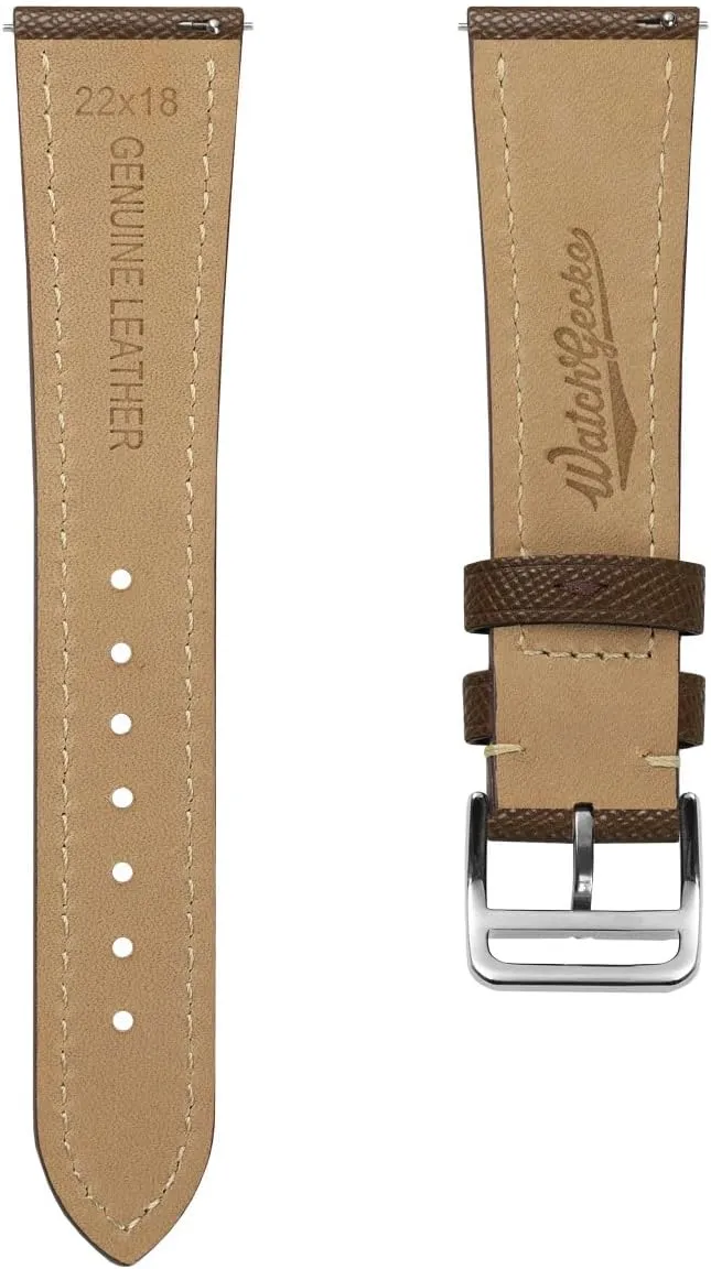Bars for Easy Strap Changes - 20mm, 22mm Brixham Genuine Leather Watch Strap - Perfect for Slim Dress Watches - Vibrant Colours - Contemporary Seattle Design - Quick-Release Spring 