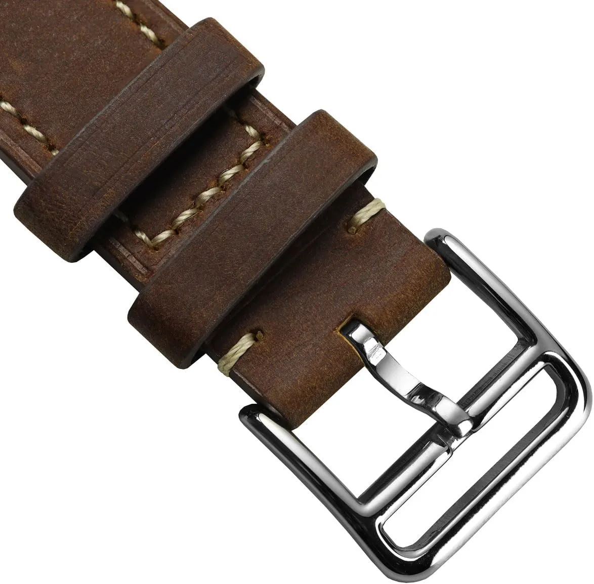 Bars for Easy Strap Changes - 20mm, 22mm Brixham Genuine Leather Watch Strap - Perfect for Slim Dress Watches - Vibrant Colours - Contemporary Seattle Design - Quick-Release Spring 