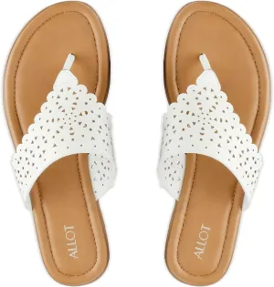 Beach meridian exhaust whole pressurize Shoes ALLOT Women's Flat Sandals T-Strap Thong Flip Flops Comfortable Summer 